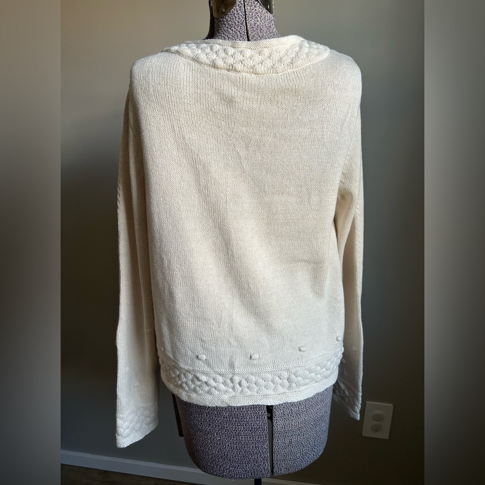 Cabi retro cream button cardigan Sweater Textured cotton blend granny grandma - Picture 5 of 9
